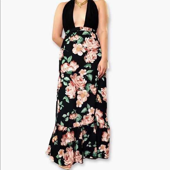 Lulu’s Floral Maxi Skirt NWT Roses * - Picture 4 of 7